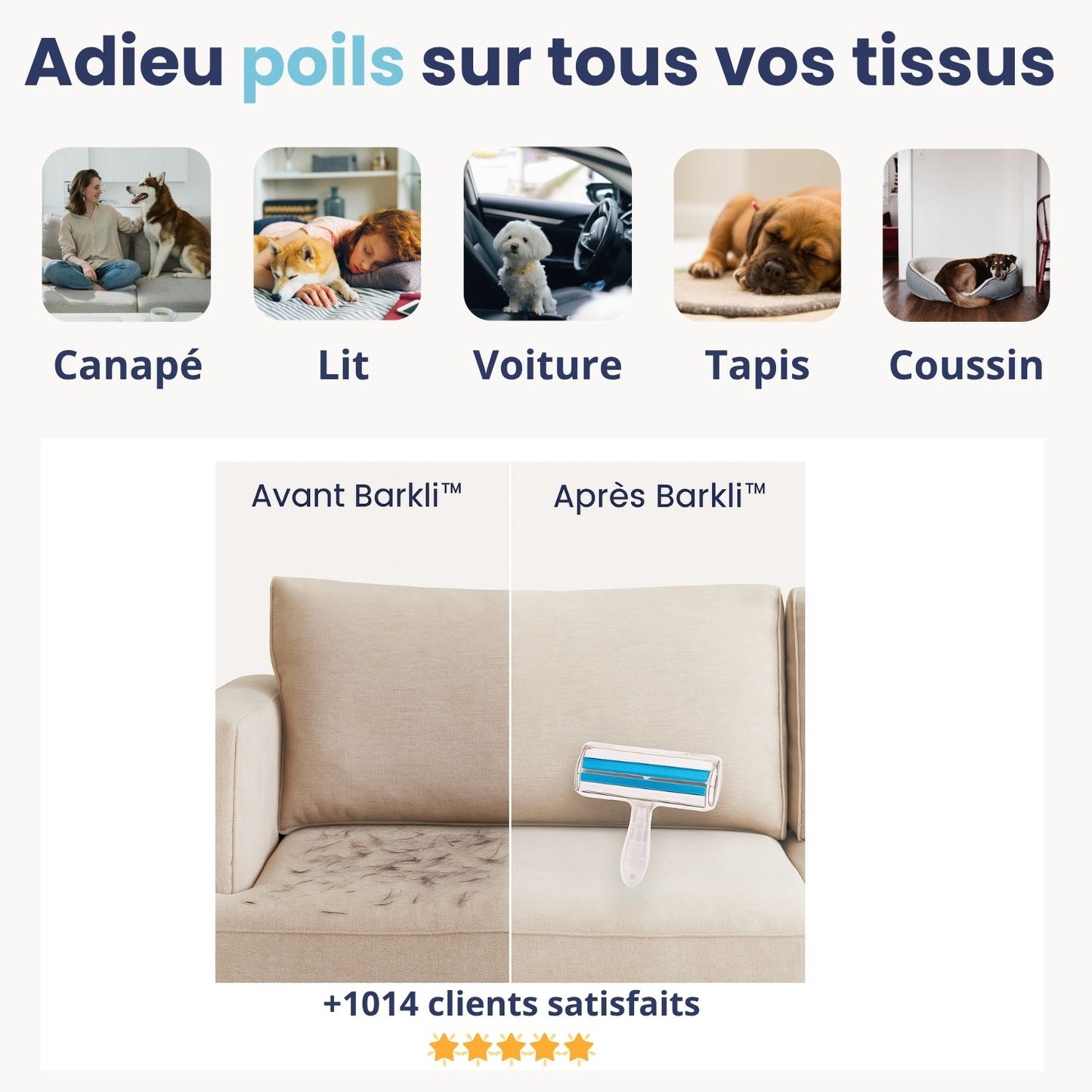 Barkli - Rouleau enlève poils d'animaux